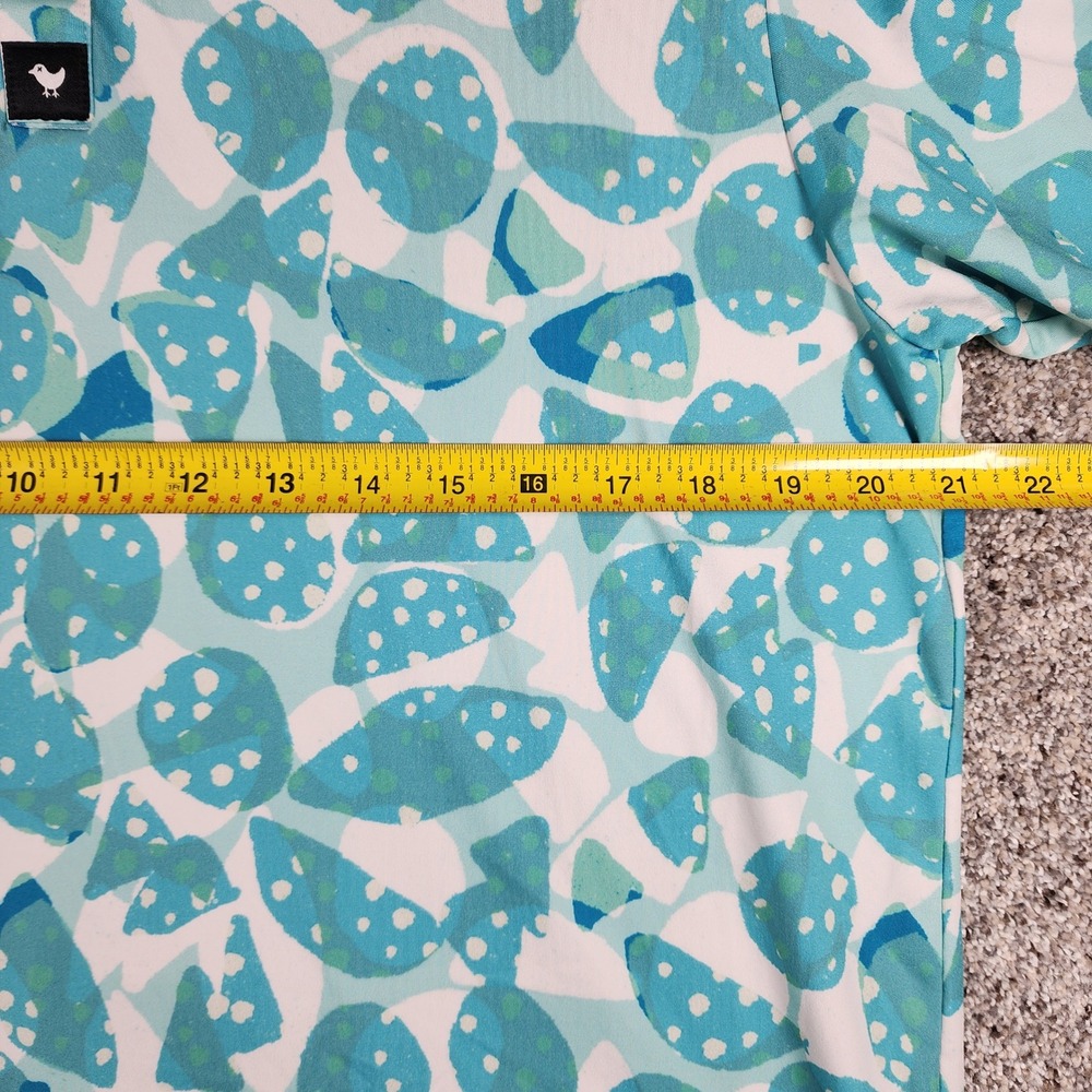 Bad Birdie Golf Polo Mens Large Teal Abstract Performance Stretch Excellent - Picture 8 of 10